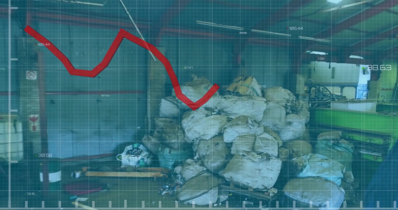 Animazione di elaborazione dati finanziari su una discarica