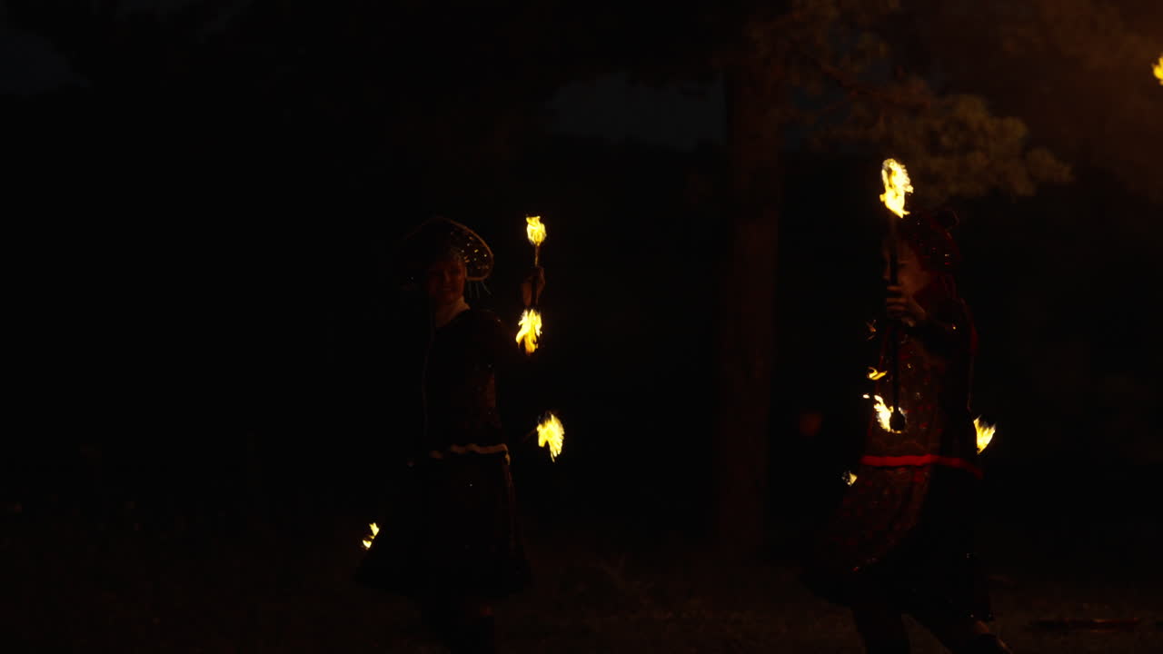 Fire Jugglers at Night