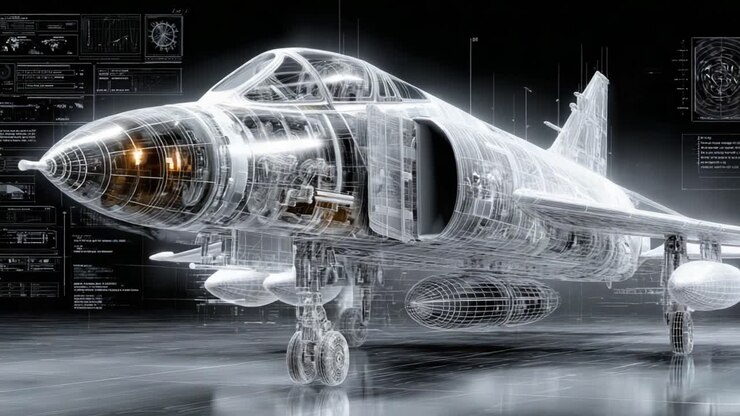 An Intricate Look at a Futuristic Aircraft: A Detailed Visualization of Advanced Engineering and Design in Aviation Technology with Cutting-Edge Data Projections