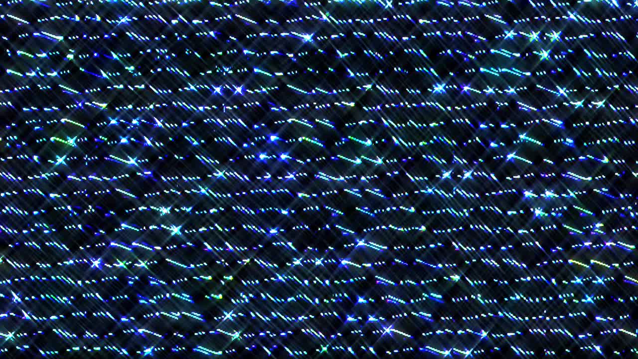 las líneas brillantes brillantes establecen un movimiento de onda azul, colorido, sobre un fondo negro