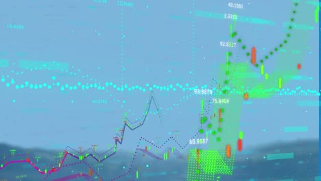 Animation-of-financial-graphs-over-blurred-background