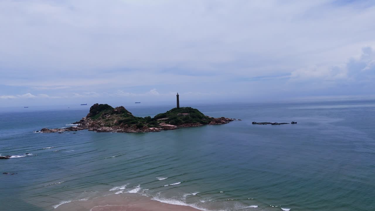 Aerial View Truck right of the famous Ke ga Cape in Binh Thuan (Vietnam) During the Rainy Season
