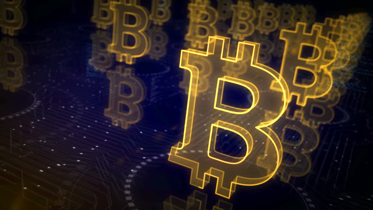 bitcoin blockchain criptomoneda símbolos ciclo concepto cibernético