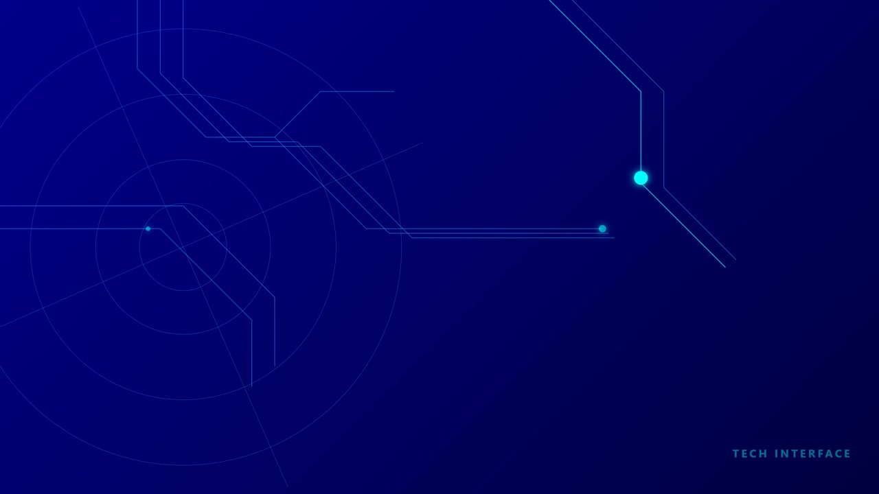 Abstract Digital Tech Interface with Moving Data Lines and Nodes