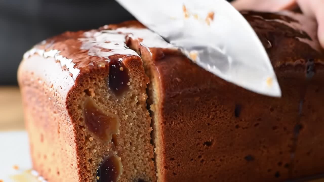 Slicing a Glazed Loaf Cake
