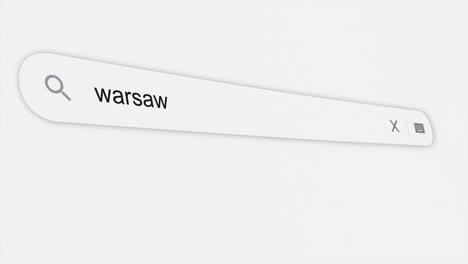 warsaw being typed in the search bar