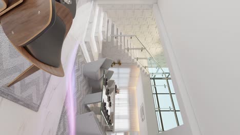 modern smart house living room loft with animation of stream of intelligent energy flowing going upstairs ai concept artificial intelligent in smart home lifestyle