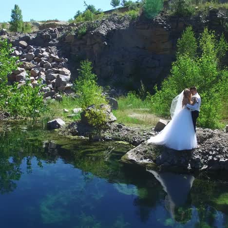 young wedding couple outdoor