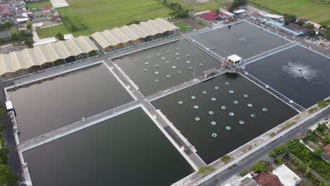 aerial drone view of waste water treatment plant or ipal in yogyakarta indonesia