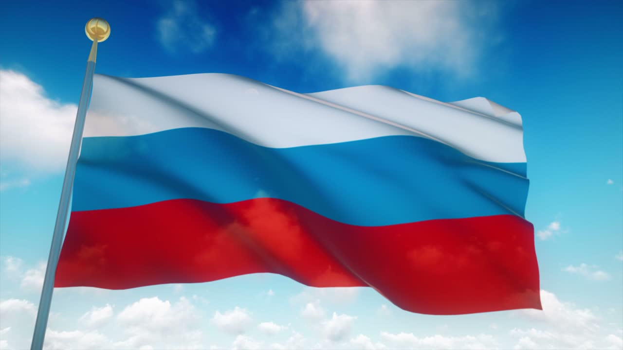 4K hochdetaillierte Flagge Russlands, loopbar