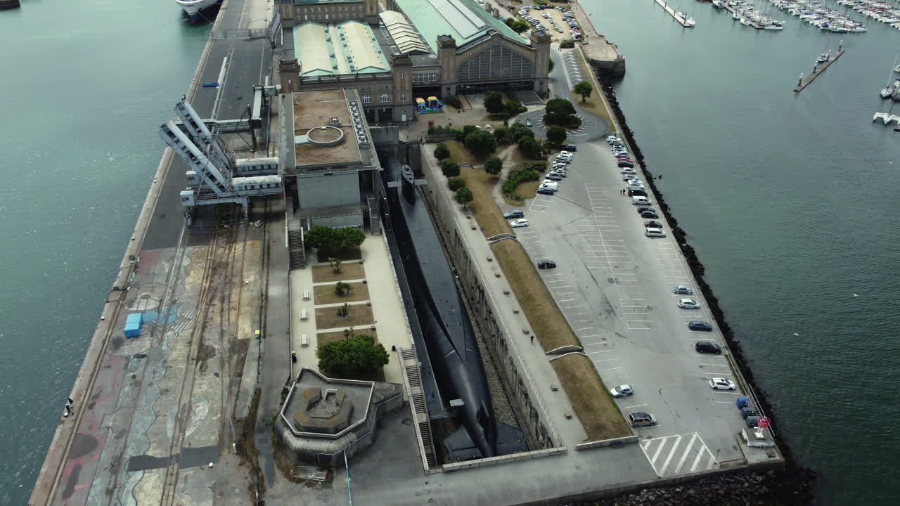 Submarine in a Port Museum - Aerial View