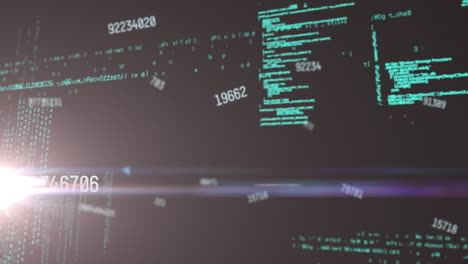 animación del procesamiento de datos sobre puntos de luz