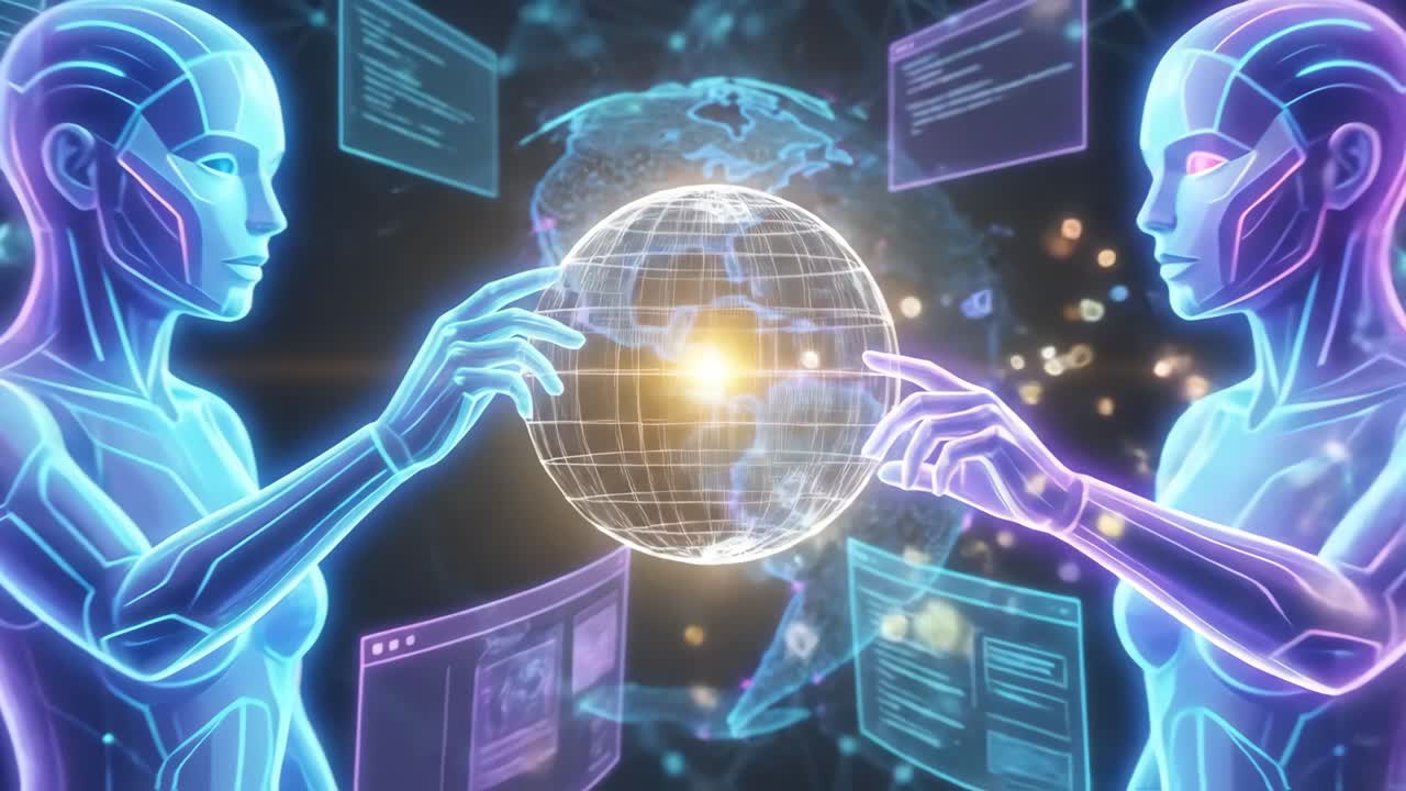 Artificial Intelligence Humanoids Interacting with Global Data Network