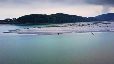 Aerial-View-of-River-Delta-at-Huilanwan-Waterfront-Hualien-Bay-Taiwan-空拍-台灣-花蓮-洄瀾??