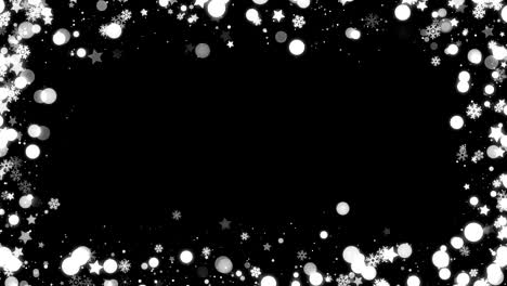 white christmas snowflakes frame on black background looped for overlay