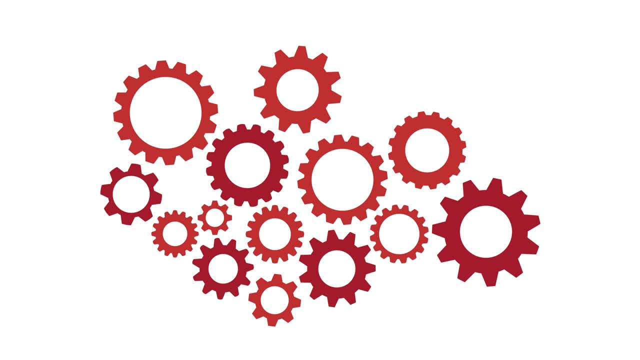 Rotating gearwheel assembly representing an organizing mechanism - animation