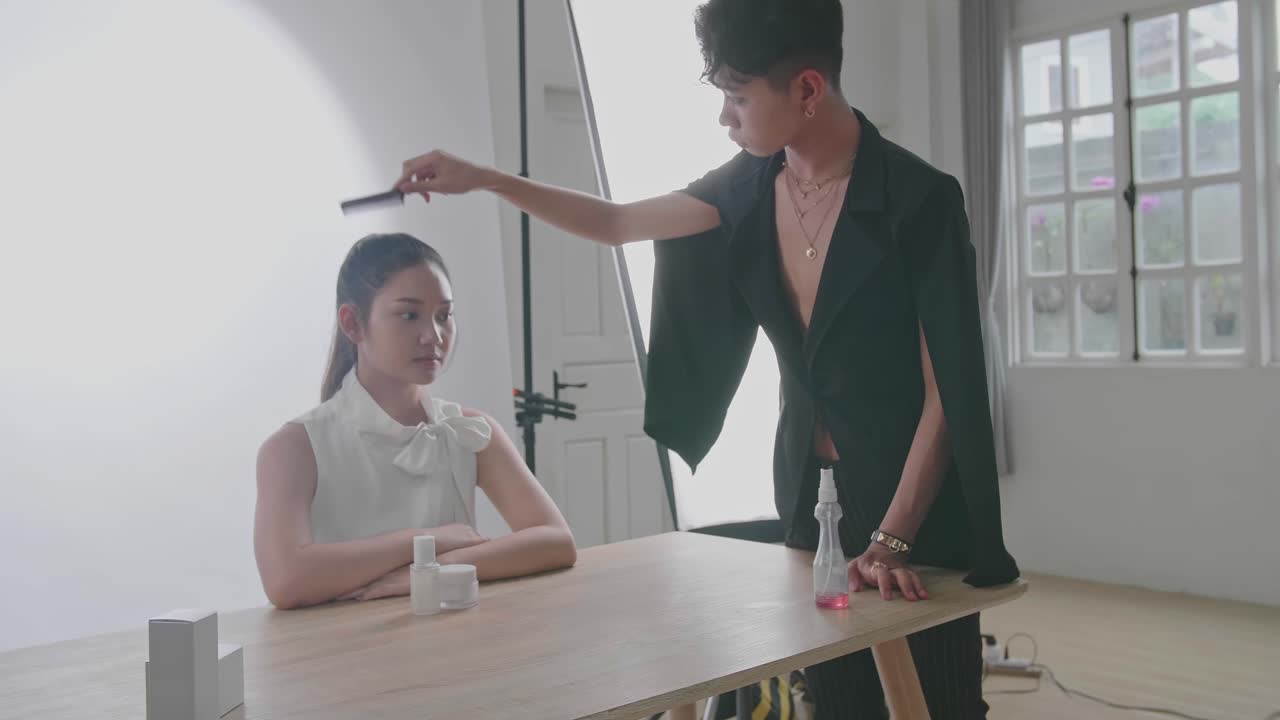 Hair Styling Photo Shoot in a Studio