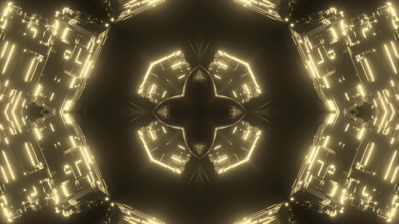 黃金發光的形狀 轉化為一個脈動的圖案