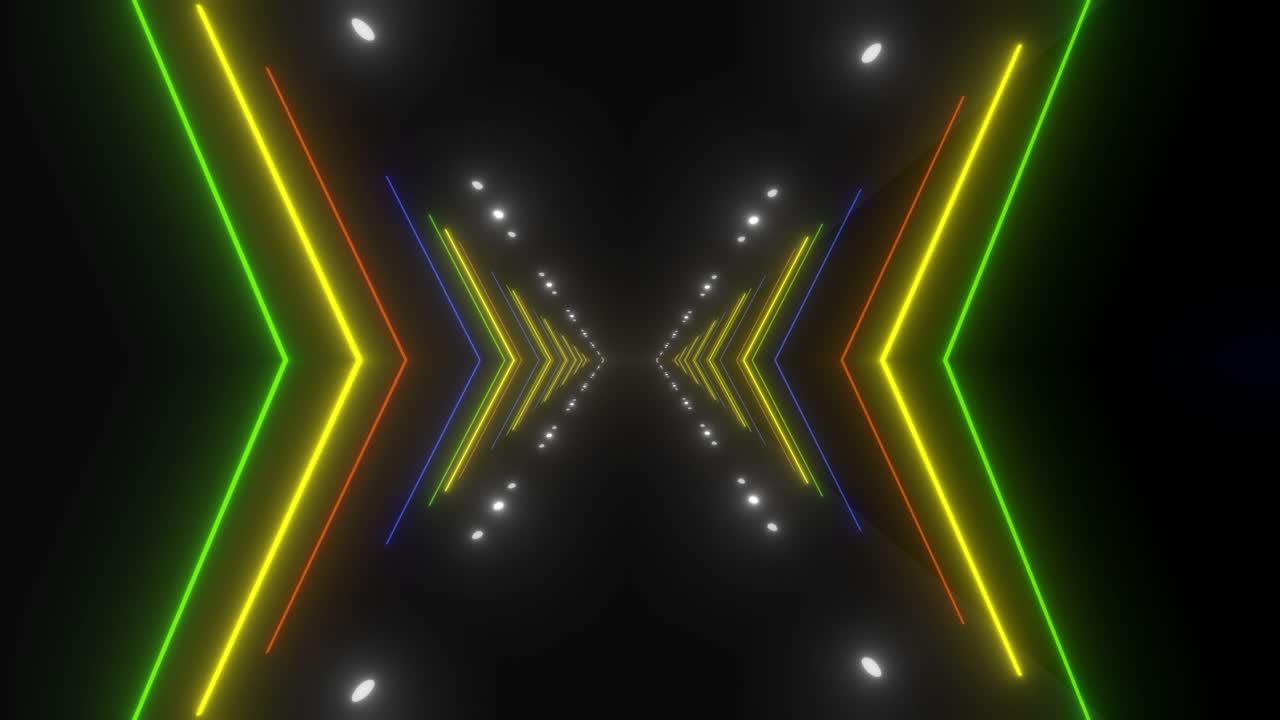 túnel de neón con flechas brillantes