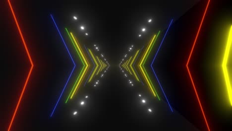 túnel de neón con flechas brillantes