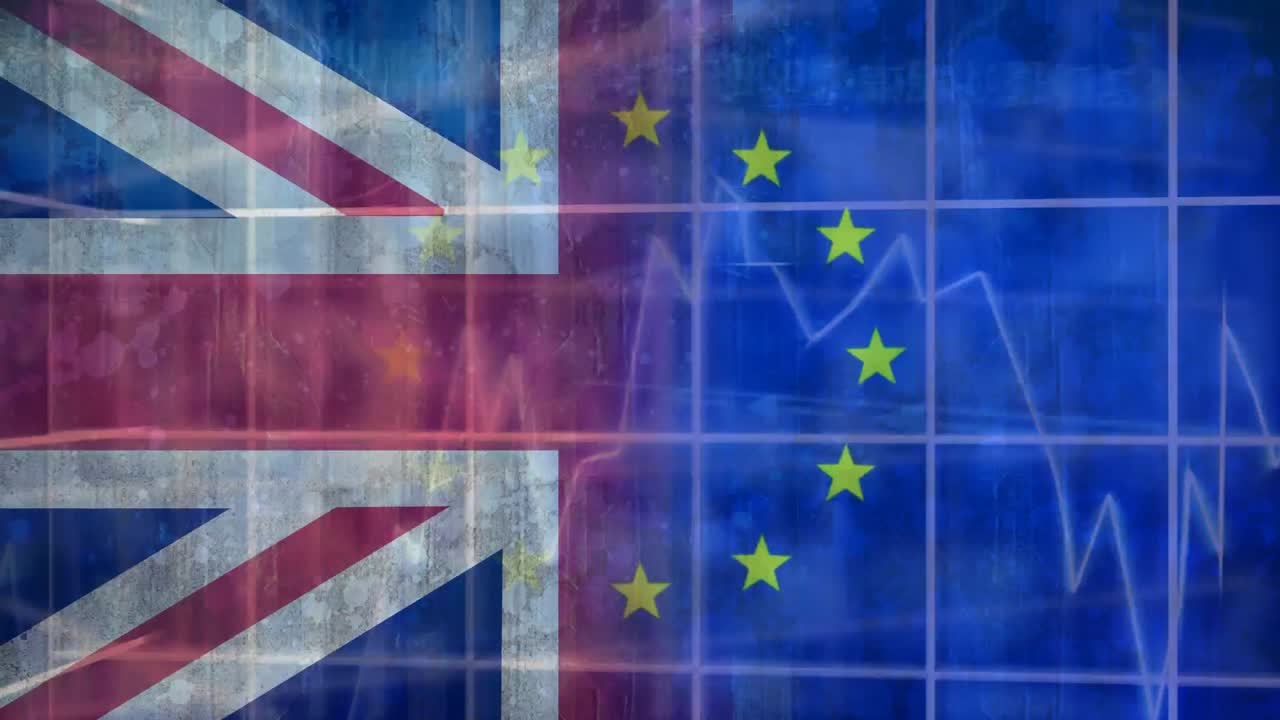 Vídeo de bandeira da UE e do Reino Unido
