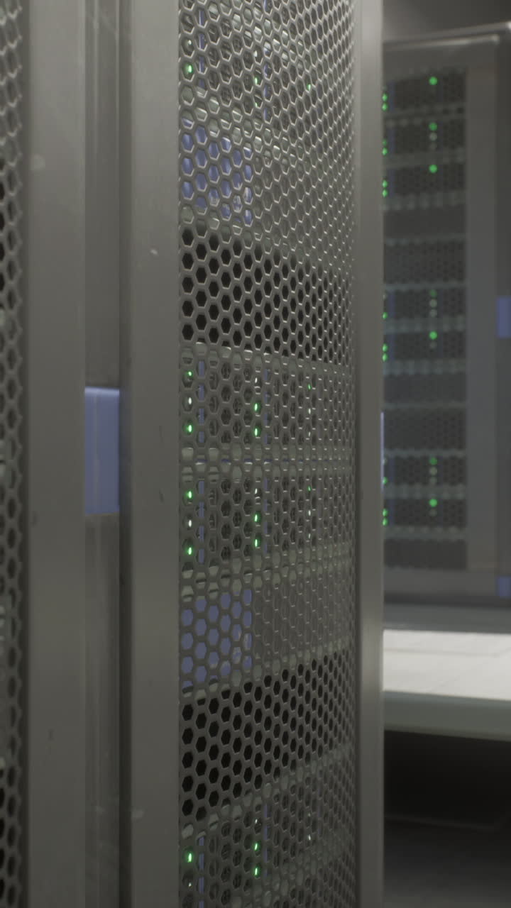 Inside a modern data center: rows of servers