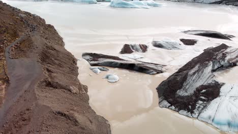 drone shot of vatnajokull glacier during winter in iceland