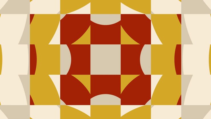 Minimal geometric motion graphic background. Abstract tiles in trendy multicolor palette variation. Seamless loop animation with basic shapes