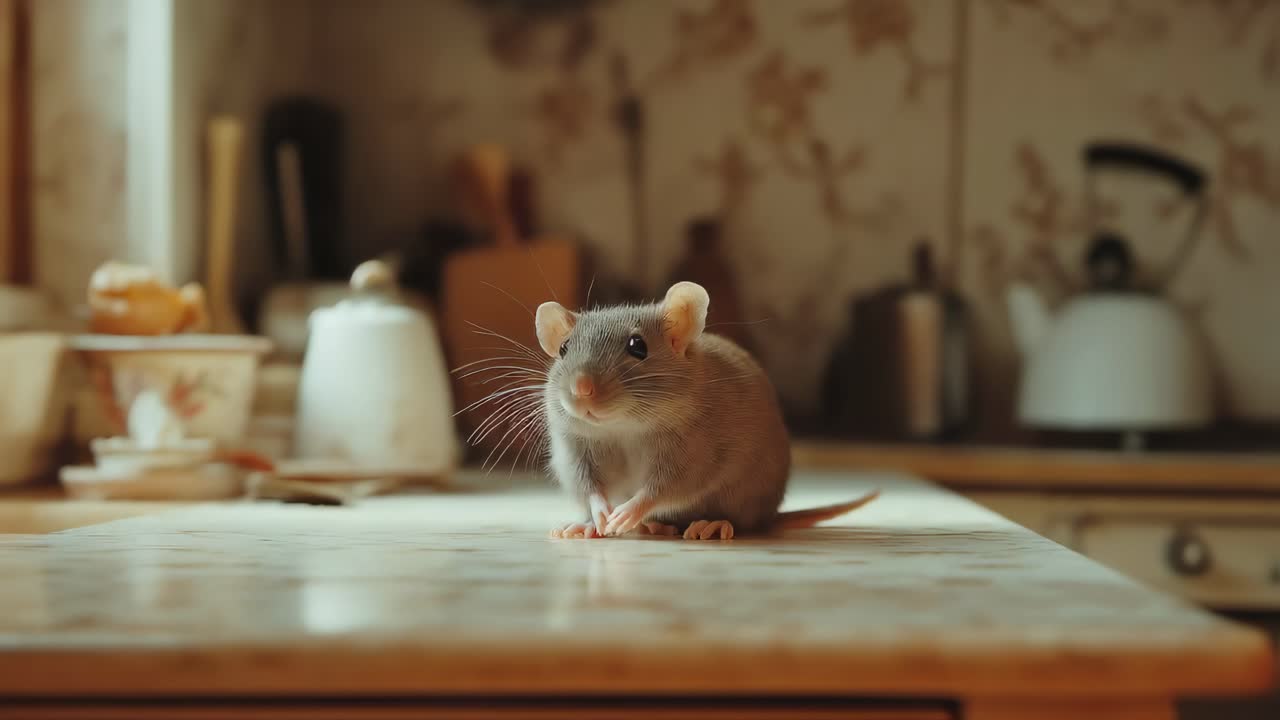 Gray Rat in a Kitchen