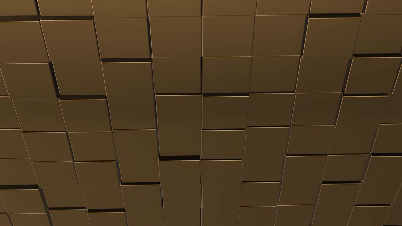 Cubes network with information inside, moving and connecting, forming a cubical wall.