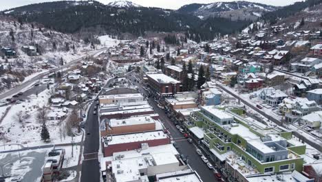 park city ski resort town in utah mountains, winter tourism, aerial view