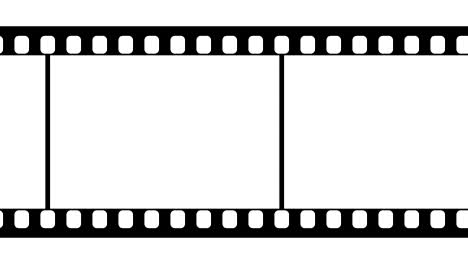 35mm film strip moveing on white background. seamless loopable video footage on white screen. abstract film strip design template.