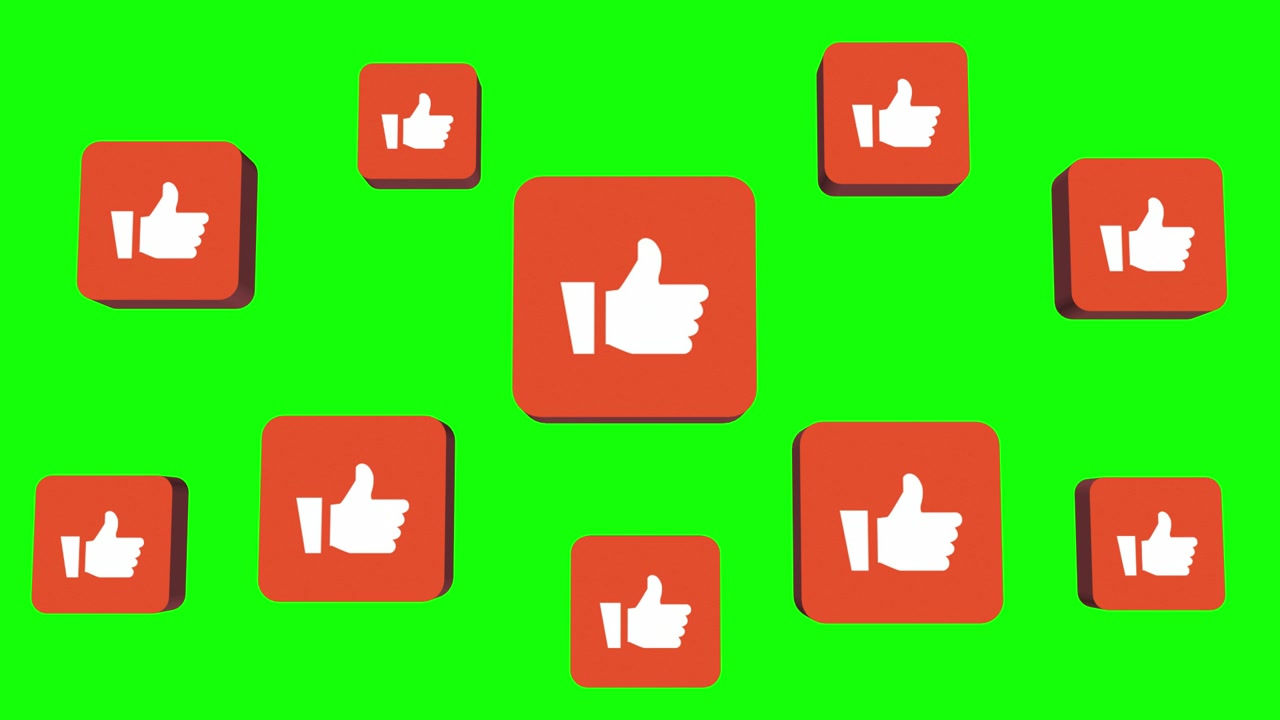Animated Thumbs Up Icons on Green Screen
