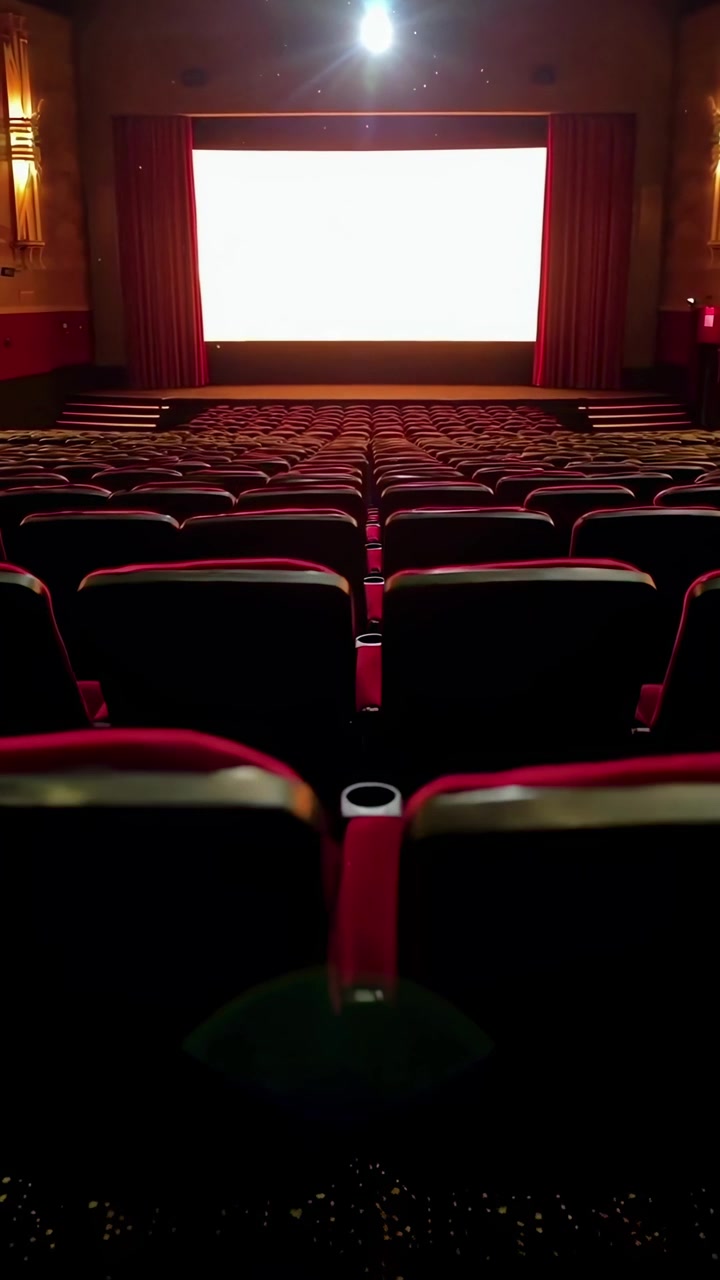 Cinema vuoto con schermo bianco
