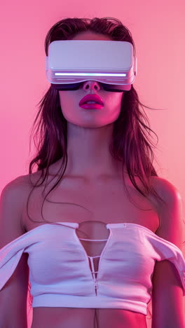 mujer con auriculares vr hechos con ai