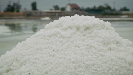 large pile of salt at a salt production field