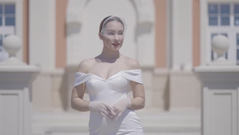 elegant bride in a palace