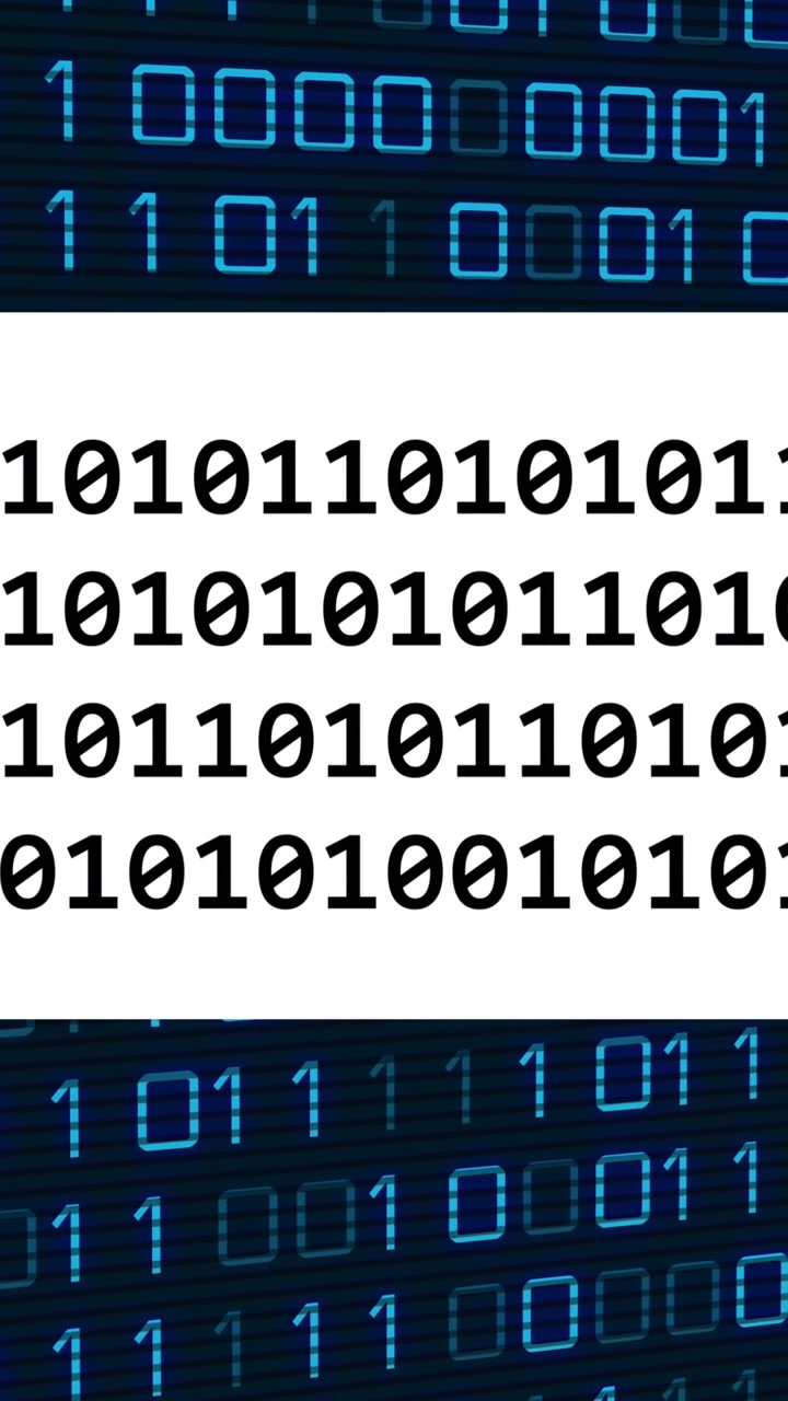 Animation of data processing and binary coding over speech bubble