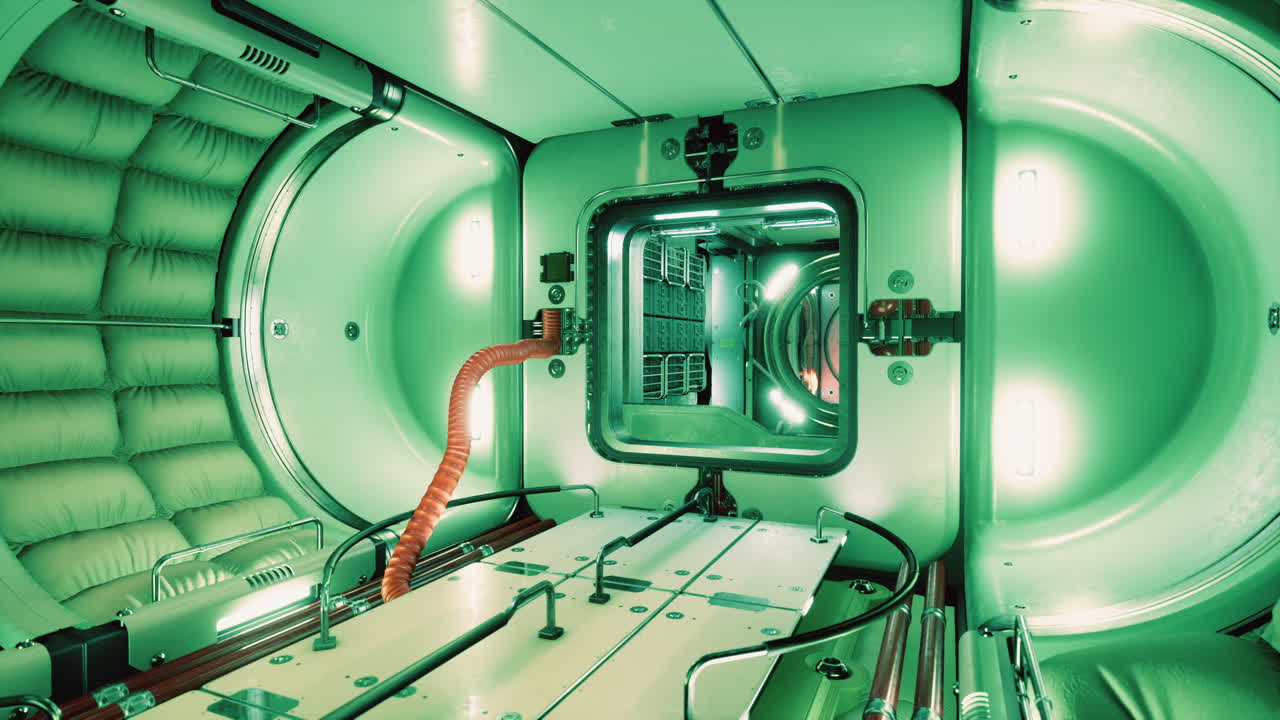 미래의 국제 우주 정거장의 인테리어