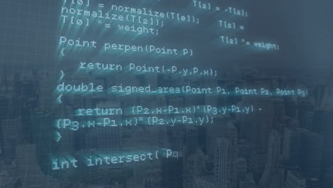 Animation-Der-Datenverarbeitung-über-Dem-Stadtbild