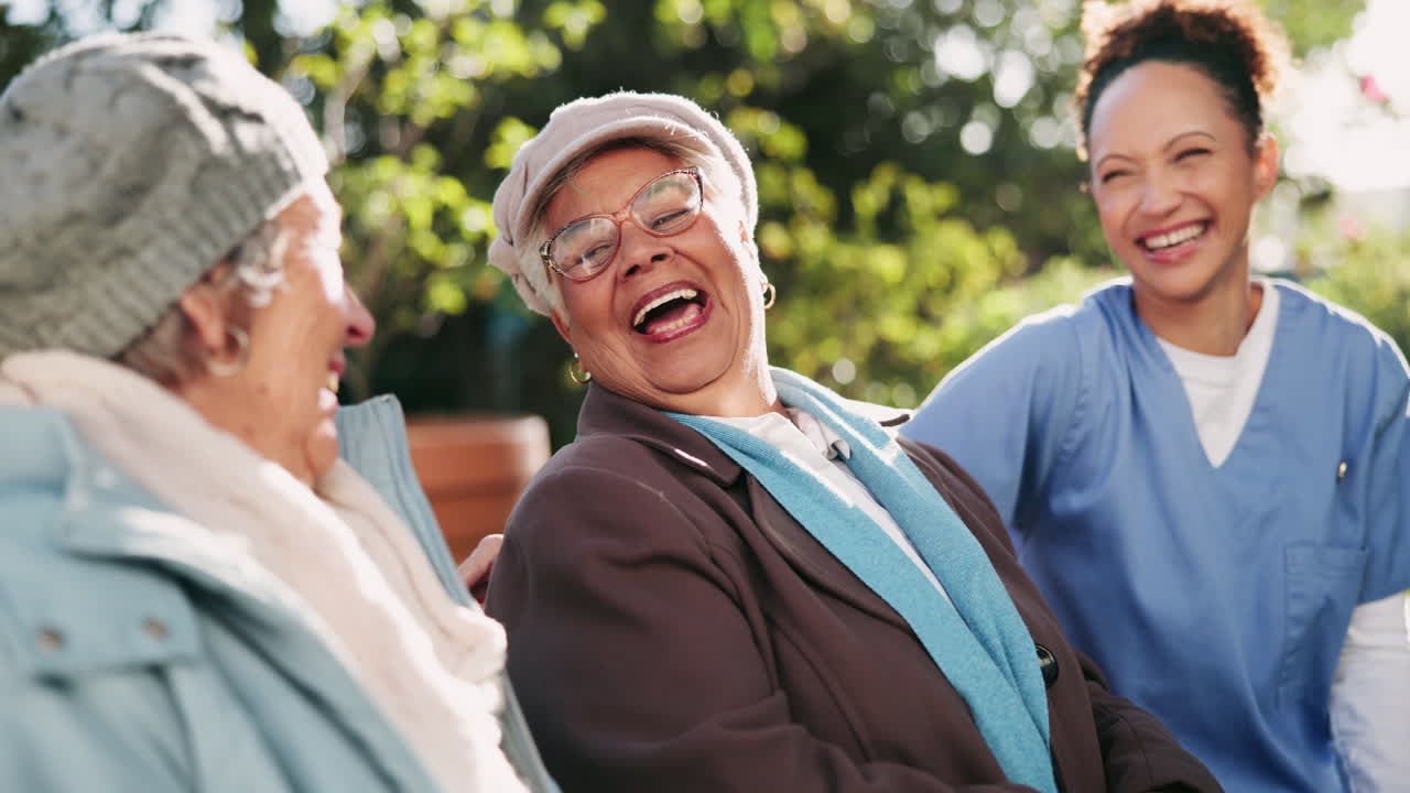 Elderly women enjoying time with their caregiver