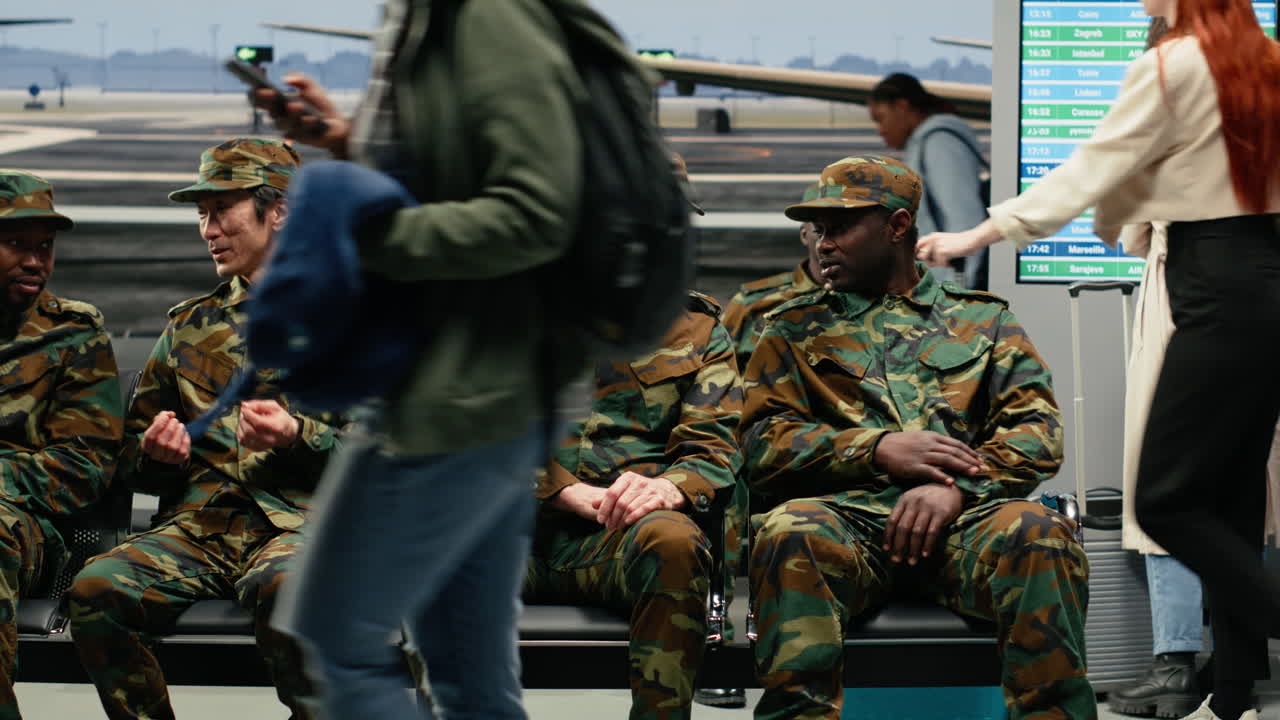Chiacchiere, arrivo dell'aereo e squadra militare sorridente in attesa all'aeroporto