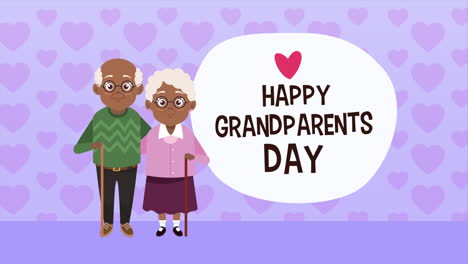 feliz tarjeta de día de los abuelos con afro pareja de viejos amantes