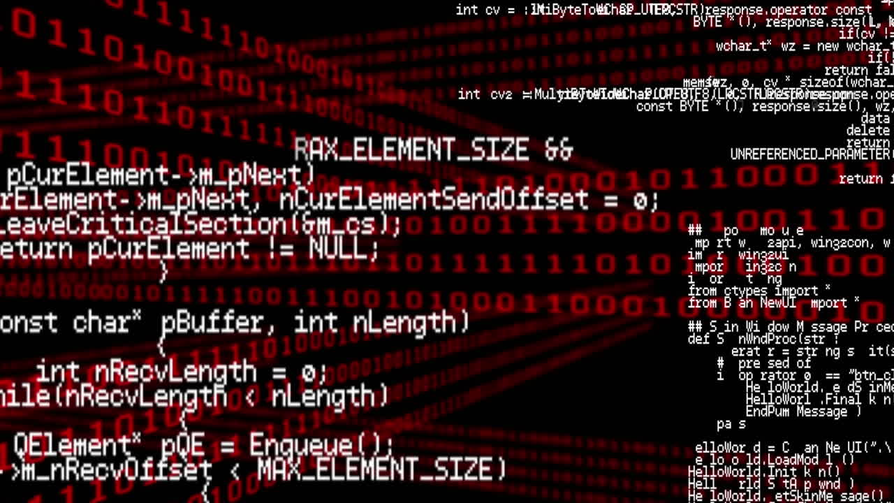 animación del procesamiento de datos y codificación binaria sobre fondo negro