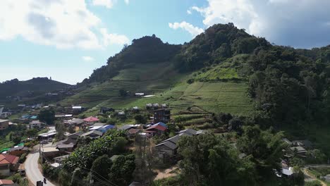 aerial view of a mountain village in southeast asia