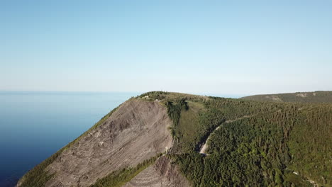 mont st-pierre village in gaspesie quebec canada aerial footage