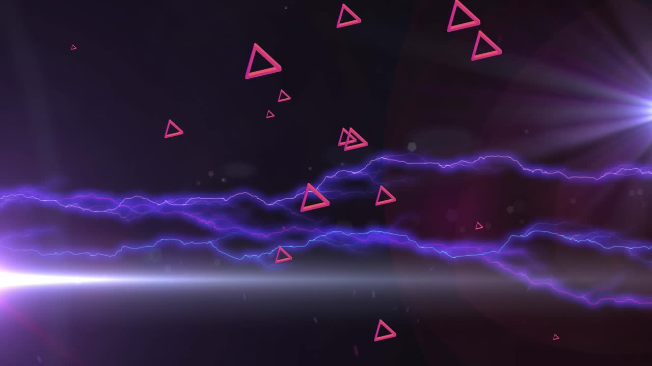 보라색 번개 위에 분홍색 삼각형의 애니메이션