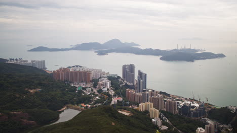 a breathtaking view of hong kong showcases the coastline and urban developments from a high vantage point