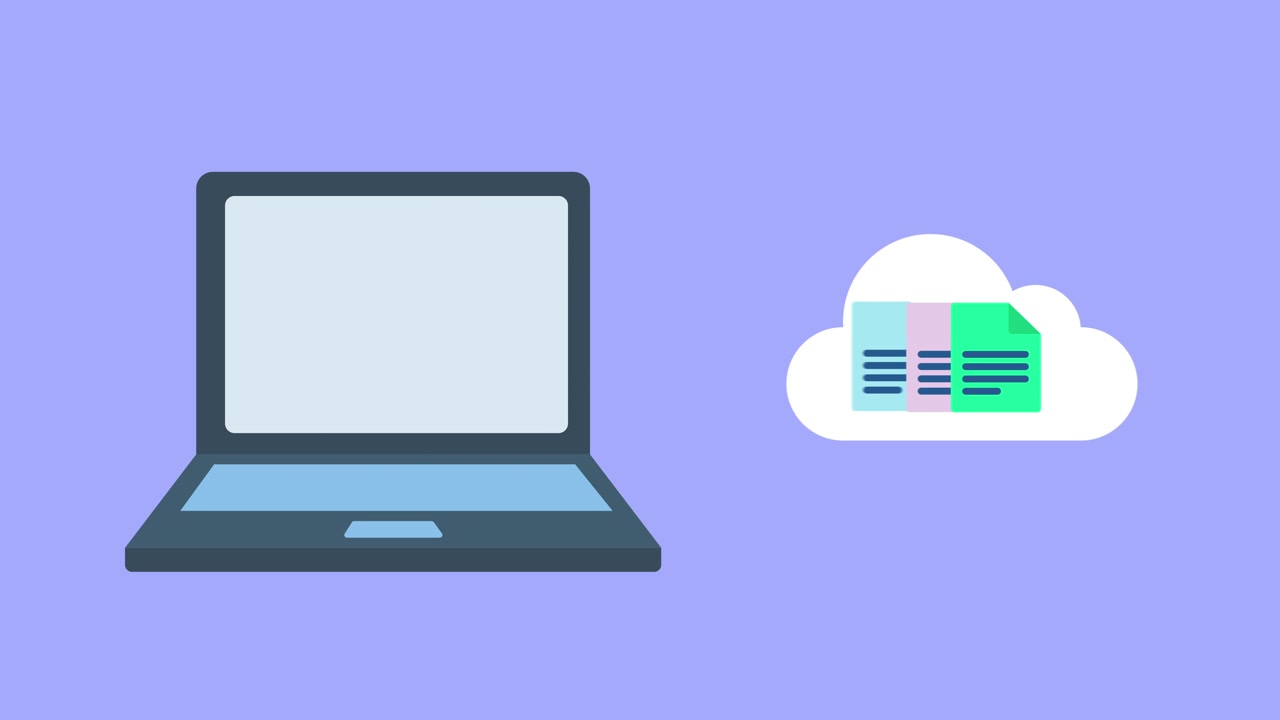 Animation of Files Uploading from Laptop to Cloud Storage