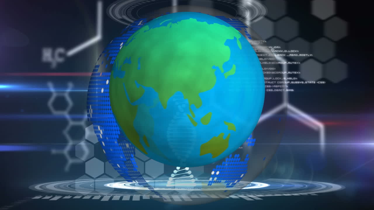 분자 의 애니메이션 전 세계 의 의료 데이터 처리